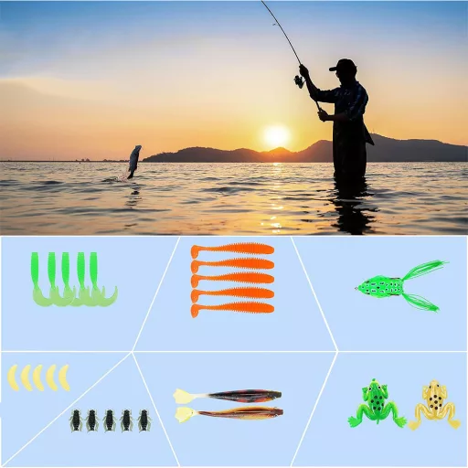 Set di esche e ami da pesca da 72 pezzi con ami a cambio rapido e scatola di stoccaggio
