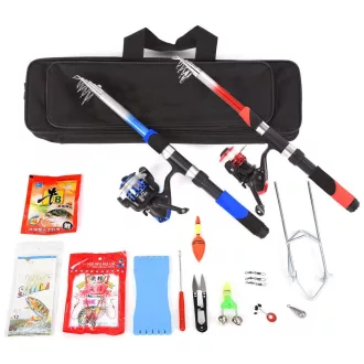   Set di pesca completo per principianti con 2 canne telescopiche e accessori