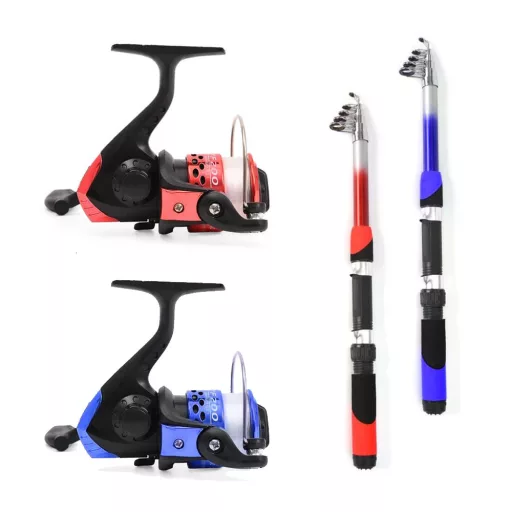 Set di pesca completo per principianti con 2 canne telescopiche e accessori