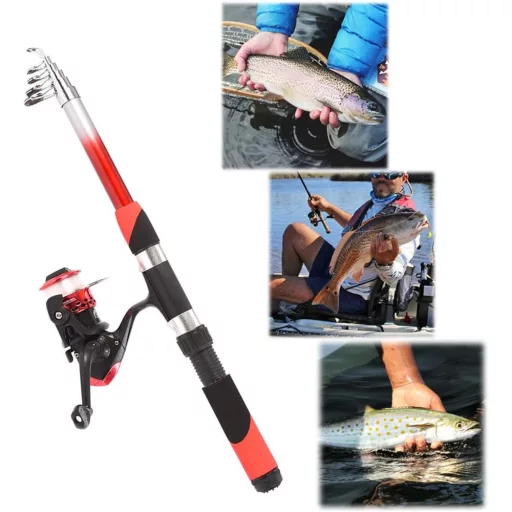 Set di pesca completo per principianti con 2 canne telescopiche e accessori