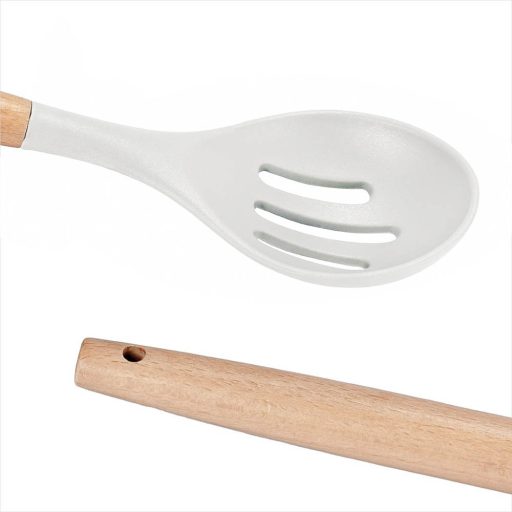 Set di utensili da cucina in silicone resistente al calore da 14 pezzi con supporto - Bianco