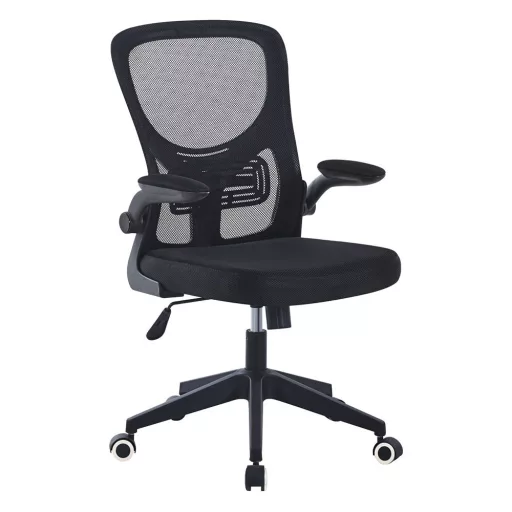 Sedia da ufficio ergonomica con braccioli regolabili e supporto lombare, nera