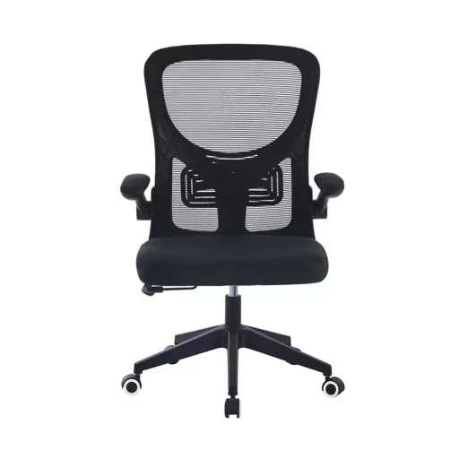 Sedia da ufficio ergonomica con braccioli regolabili e supporto lombare, nera