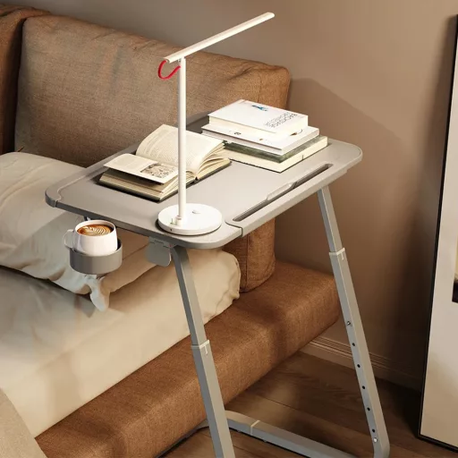 Tavolo da colazione regolabile in altezza con supporto per tablet - Grigio
