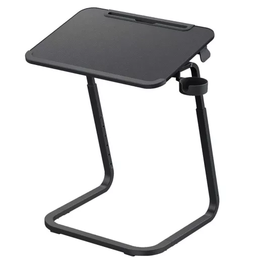 Tavolo da colazione regolabile in altezza con supporto per tablet, nero