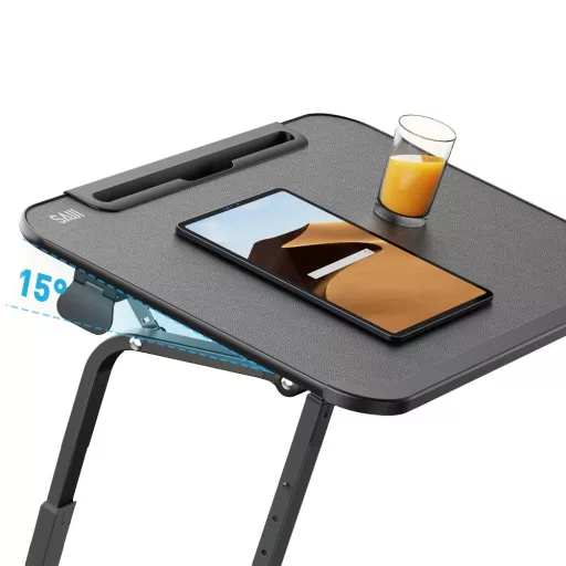 Tavolo da colazione regolabile in altezza con supporto per tablet, nero