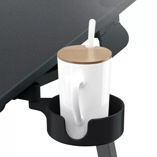 Tavolo da colazione regolabile in altezza con supporto per tablet, nero