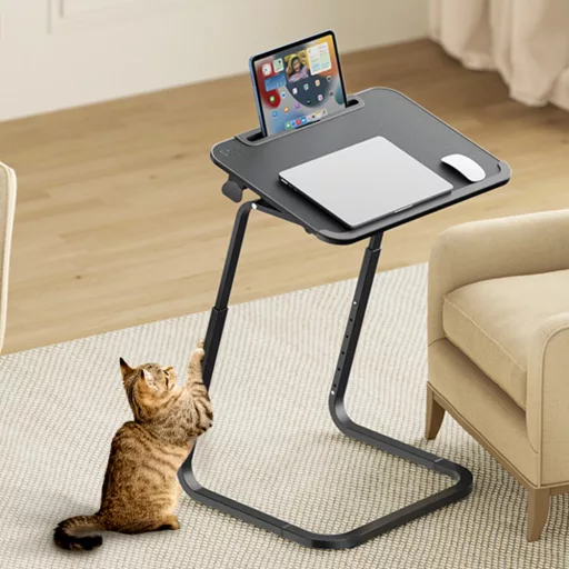 Tavolo da colazione regolabile in altezza con supporto per tablet, nero
