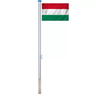  Palo della bandiera in alluminio regolabile con bandiera doppio lato 90x150 cm (225-650 cm)