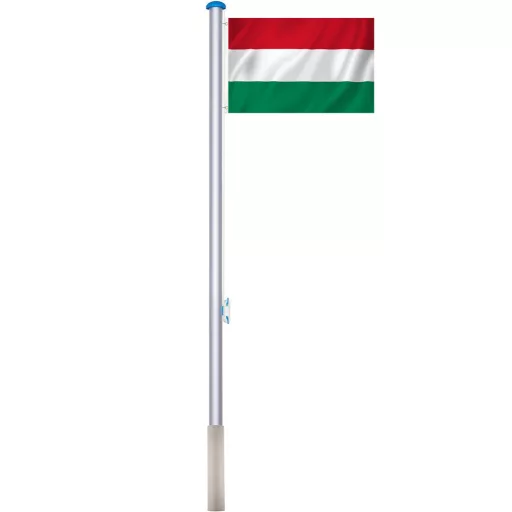Palo della bandiera in alluminio regolabile con bandiera doppio lato 90x150 cm (225-650 cm)
