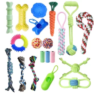   Set di giocattoli per cani da 20 pezzi per la cura dentale e il divertimento interattivo
