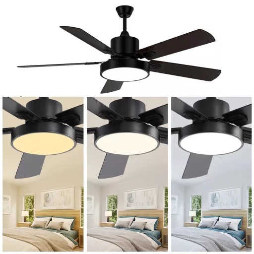 Ventilatore da soffitto moderno con luce LED e telecomando, diametro 42"