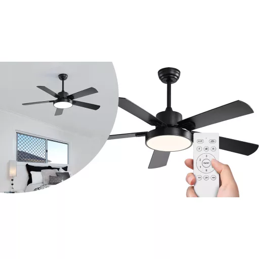 Ventilatore da soffitto moderno con luce LED e telecomando, diametro 42"