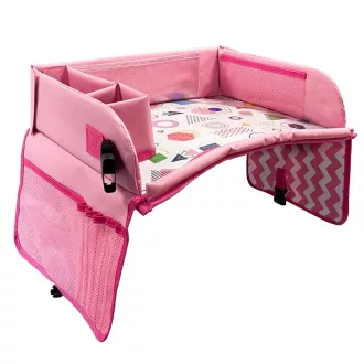   Tavolo da auto portatile per bambini con tasche di stoccaggio e portabicchieri - Impermeabile, Rosa