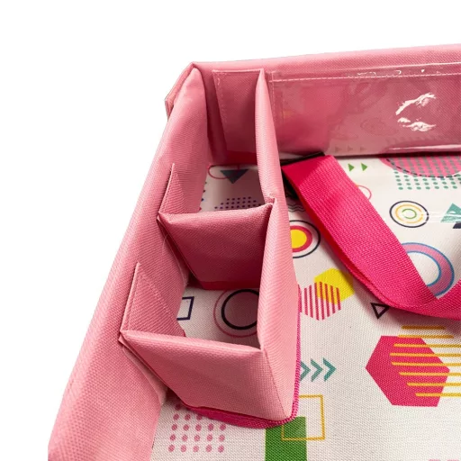 Tavolo da auto portatile per bambini con tasche di stoccaggio e portabicchieri - Impermeabile, Rosa