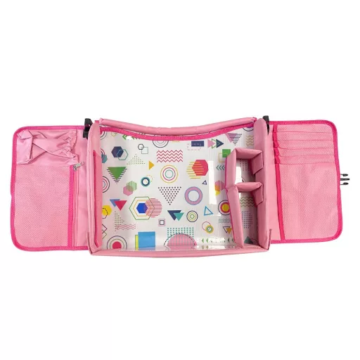 Tavolo da auto portatile per bambini con tasche di stoccaggio e portabicchieri - Impermeabile, Rosa
