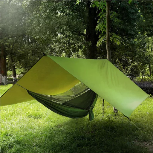 Telo da campeggio impermeabile 3x3 m con borsa da trasporto e picchetti