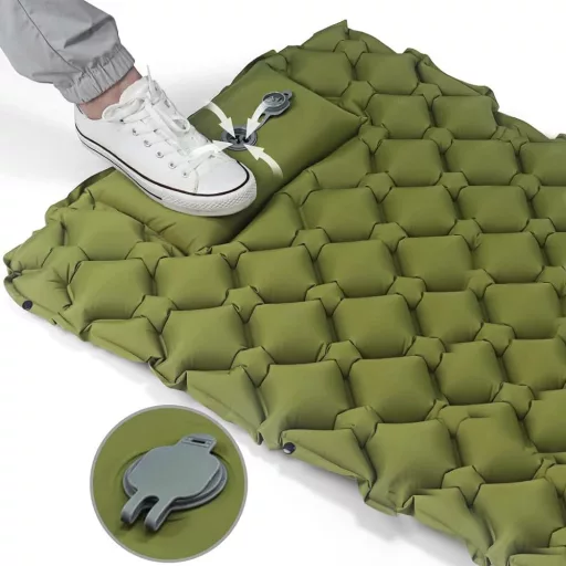 Materasso da campeggio gonfiabile con cuscino - Misura singola, impermeabile, portatile