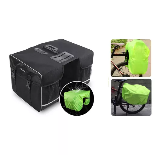 Borsa da bicicletta impermeabile con design a doppio lato e 2 scomparti, capacità 30L