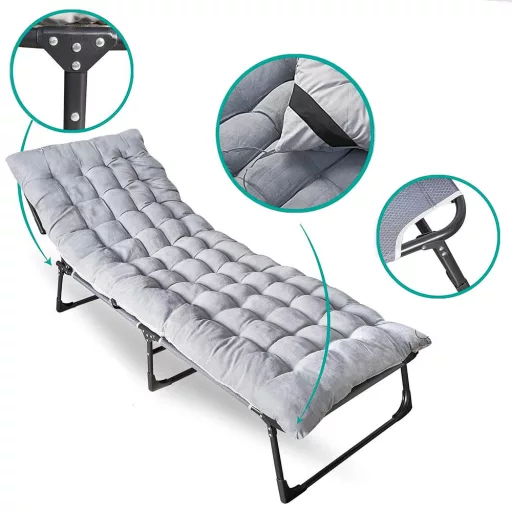 Letto da campeggio pieghevole con testata regolabile e materasso impermeabile bicolore
