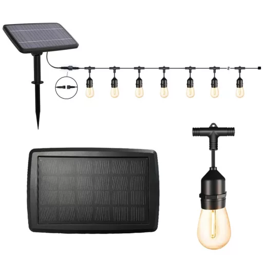 Luci a stringa solari LED da 15 m con telecomando, impermeabili, 15 lampadine