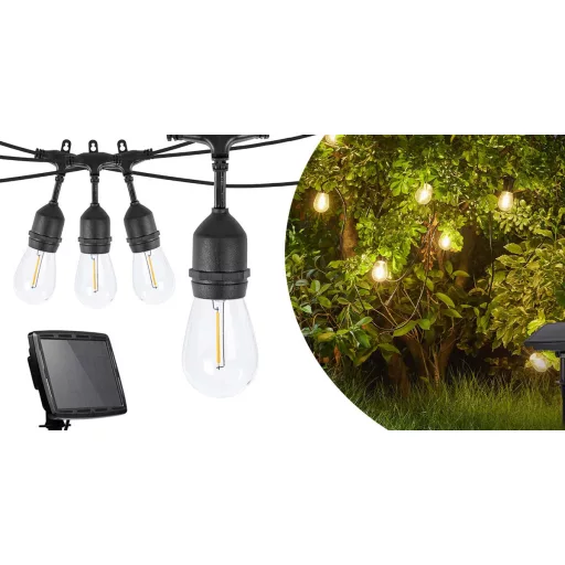 Luci a stringa solari LED da 15 m con telecomando, impermeabili, 15 lampadine