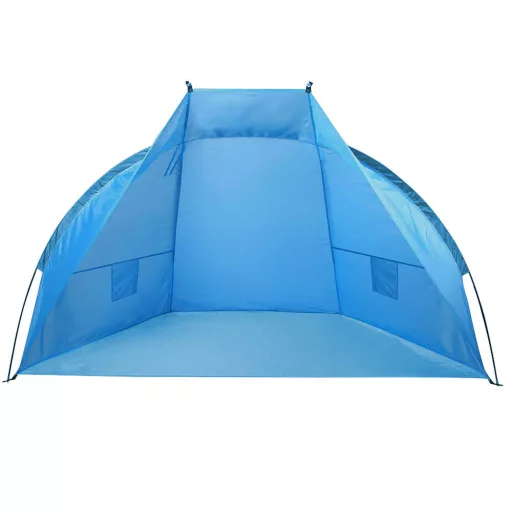 Tenda da spiaggia blu a metà 220x110x110 cm con tasche di stoccaggio, facile da montare