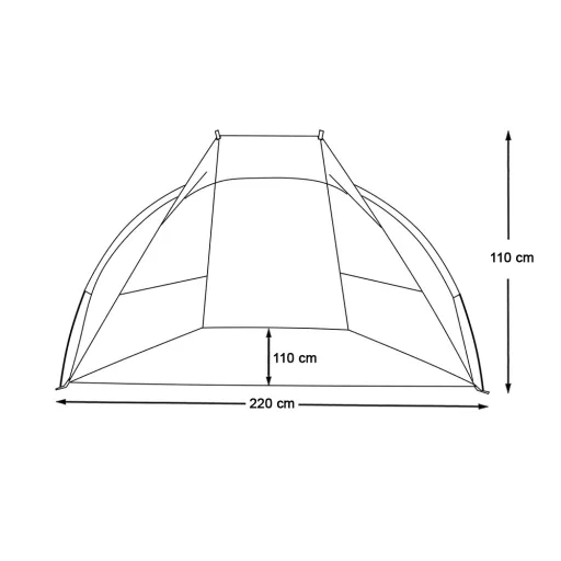 Tenda da spiaggia blu a metà 220x110x110 cm con tasche di stoccaggio, facile da montare