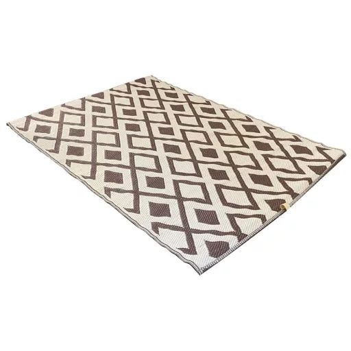 Tappeto da esterno marrone, 120x180 cm, resistente alle intemperie, reversibile