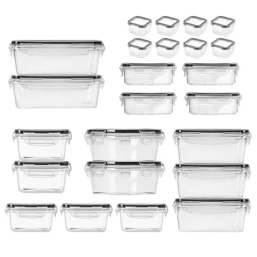 Set di contenitori per alimenti in plastica da 24 pezzi - Sicuri per microonde e congelatore