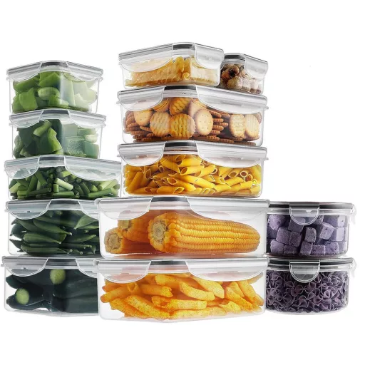 Set di contenitori per alimenti in plastica da 24 pezzi - Sicuri per microonde e congelatore