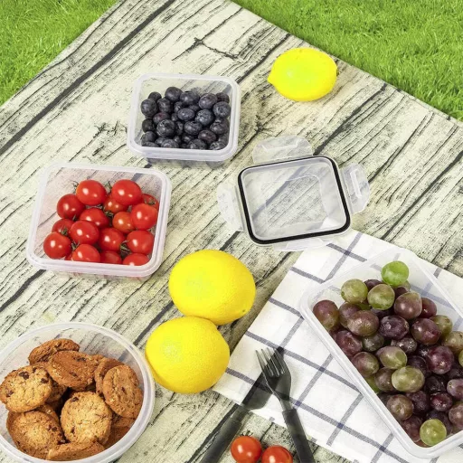 Set di contenitori per alimenti in plastica da 24 pezzi - Sicuri per microonde e congelatore