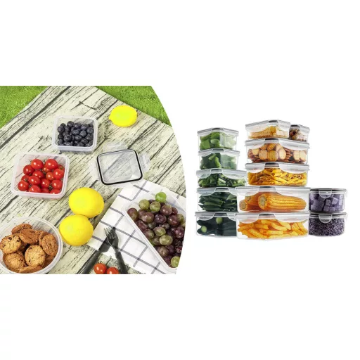 Set di contenitori per alimenti in plastica da 24 pezzi - Sicuri per microonde e congelatore