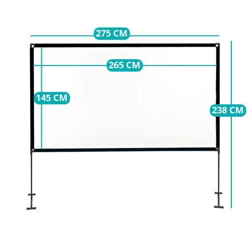 Schermo per proiettore portatile con supporto - 305 cm diagonale, facile da montare