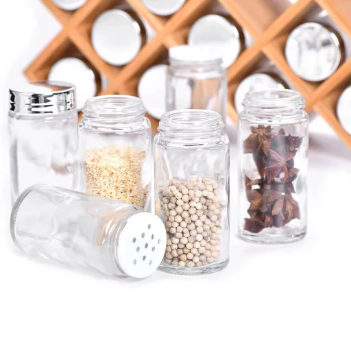 Raccoglitore di spezie in bambù da 18 pezzi con barattoli shaker e accessori