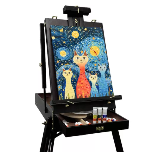 Set completo di cavalletto portatile per pittori con tele, colori acrilici e pennelli