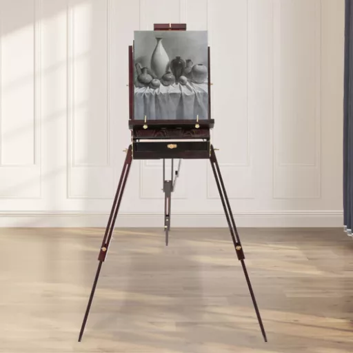 Set completo di cavalletto portatile per pittori con tele, colori acrilici e pennelli