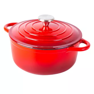  Casseruola in ghisa smaltata da 4L con coperchio - Sicura per il forno, Facile da pulire