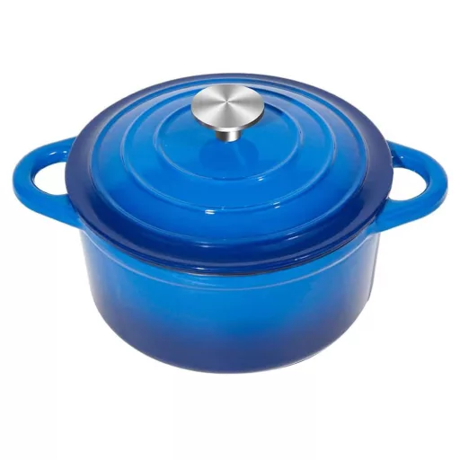 Casseruola in ghisa smaltata da 4L con coperchio - Sicura per il forno, Facile da pulire