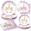 Set di compleanno unicorno per 16 ospiti - Decorazioni complete con stoviglie e striscione "Buon Compleanno"