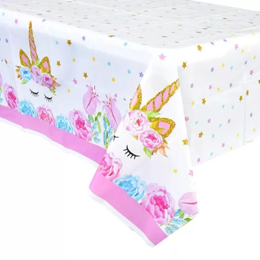 Set di compleanno unicorno per 16 ospiti - Decorazioni complete con stoviglie e striscione "Buon Compleanno"