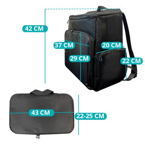 Zaino Nero Spazioso 43x25x42 cm - Imbottito, Resistente all'Acqua, Ideale per Laptop e Console