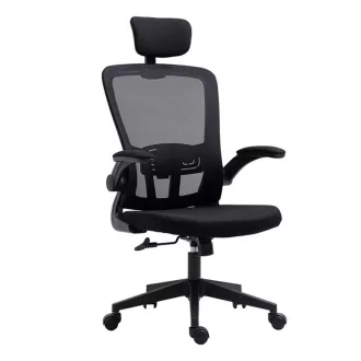   Sedia da ufficio ergonomica con supporto lombare e poggiatesta - Nera