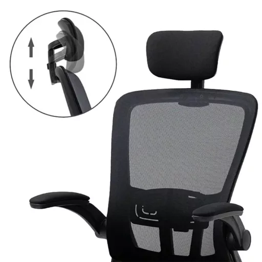 Sedia da ufficio ergonomica con supporto lombare e poggiatesta - Nera