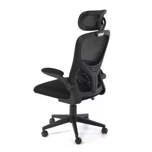 Sedia da ufficio ergonomica con supporto lombare e poggiatesta - Nera