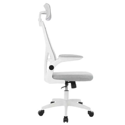 Sedia da ufficio ergonomica con supporto lombare e poggiatesta - Grigia