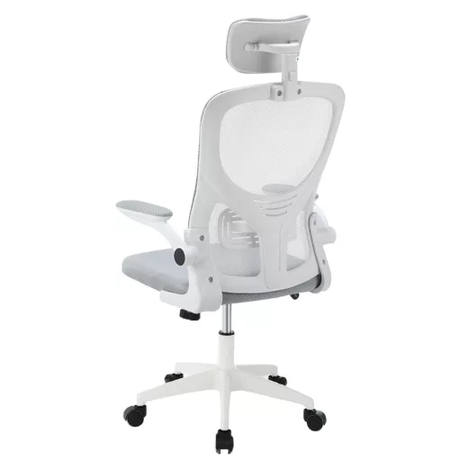 Sedia da ufficio ergonomica con supporto lombare e poggiatesta - Grigia