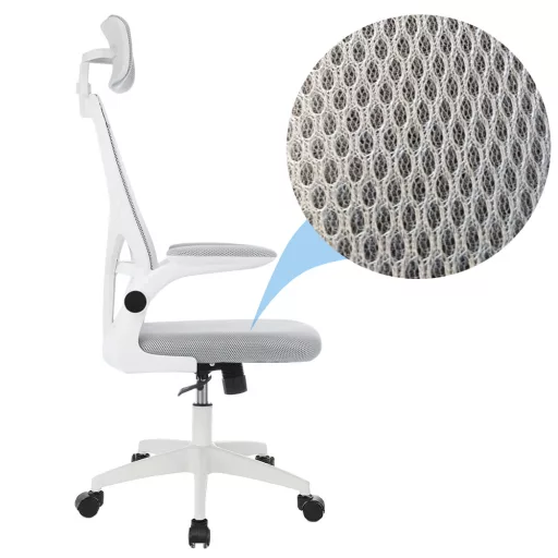 Sedia da ufficio ergonomica con supporto lombare e poggiatesta - Grigia