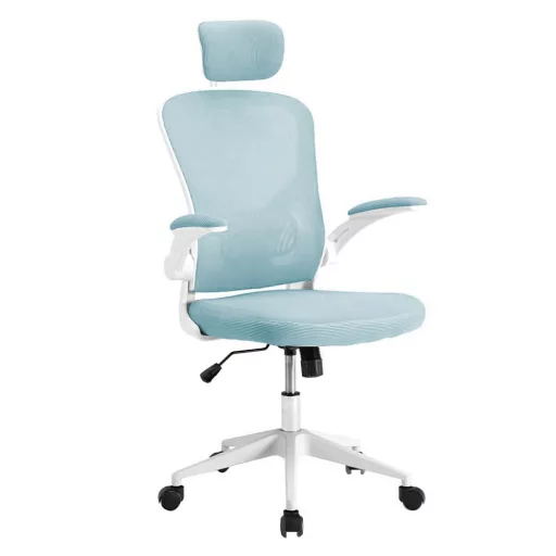 Sedia da ufficio ergonomica con supporto lombare e poggiatesta - Azzurro chiaro