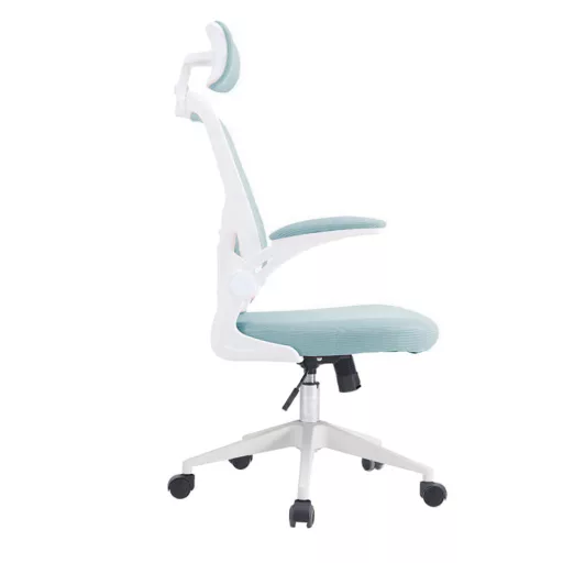 Sedia da ufficio ergonomica con supporto lombare e poggiatesta - Azzurro chiaro